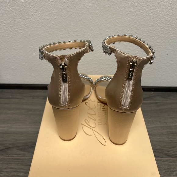 Women's Mayra Block Heel Evening Sandals Champagne Satin - Picture 8 of 9